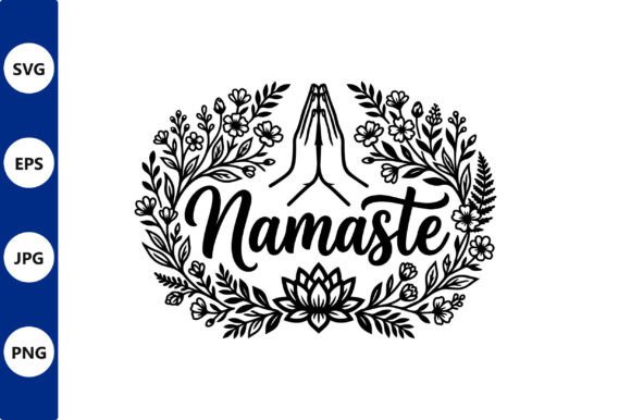 Namaste Hands Floral Wreath Vector Review
